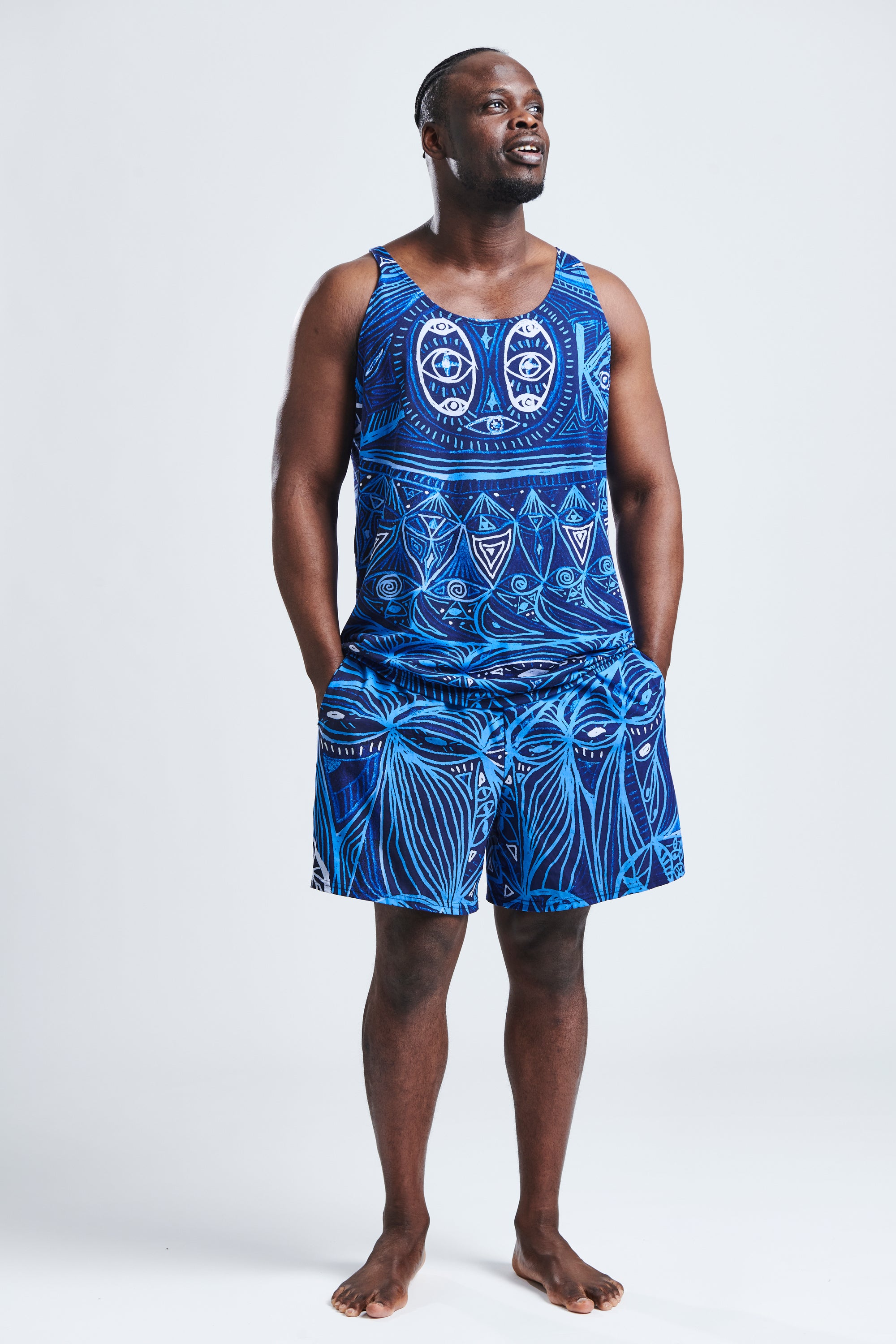 LOOK Omgekeerde blauwe unisex tanktop