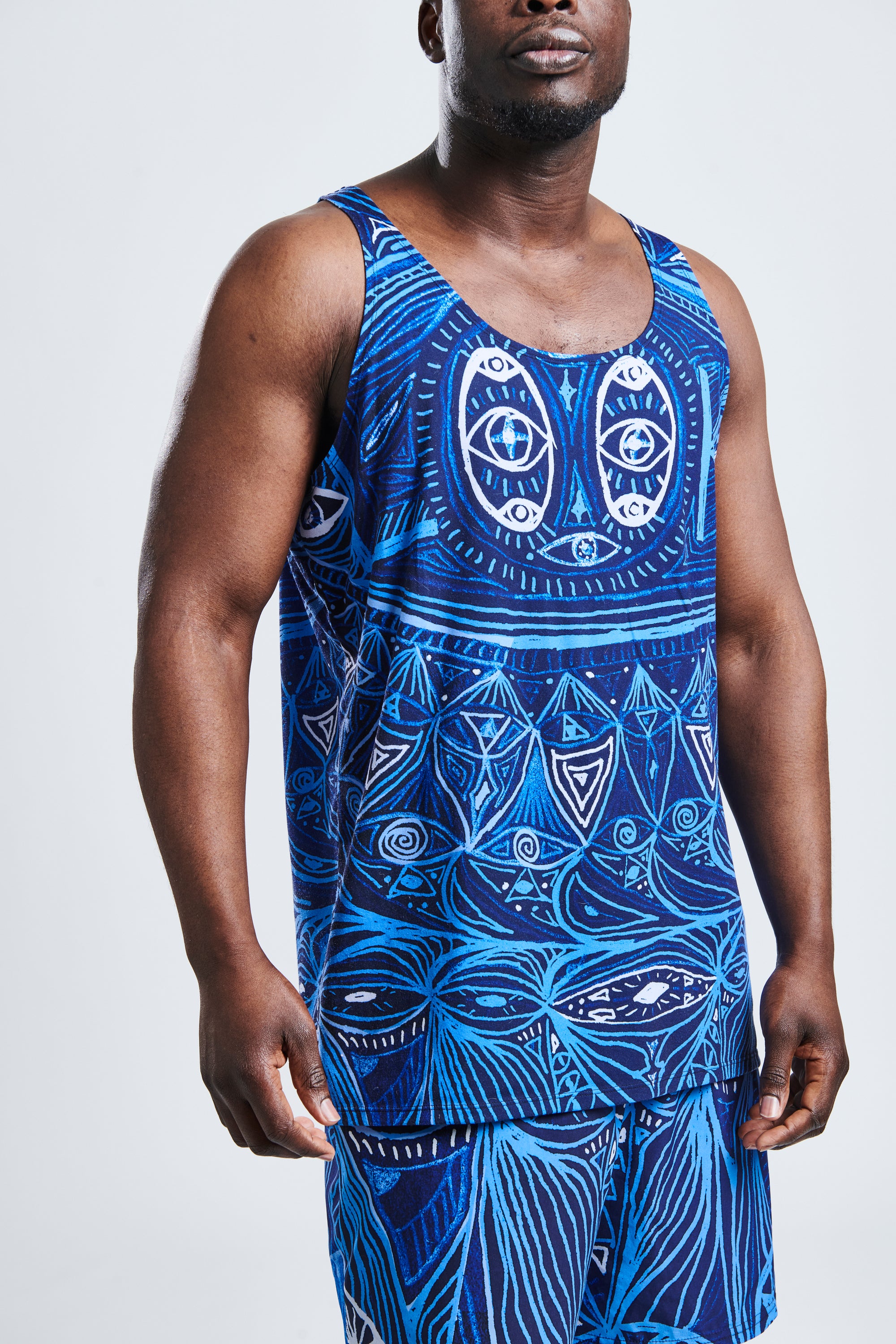 LOOK Omgekeerde blauwe unisex tanktop