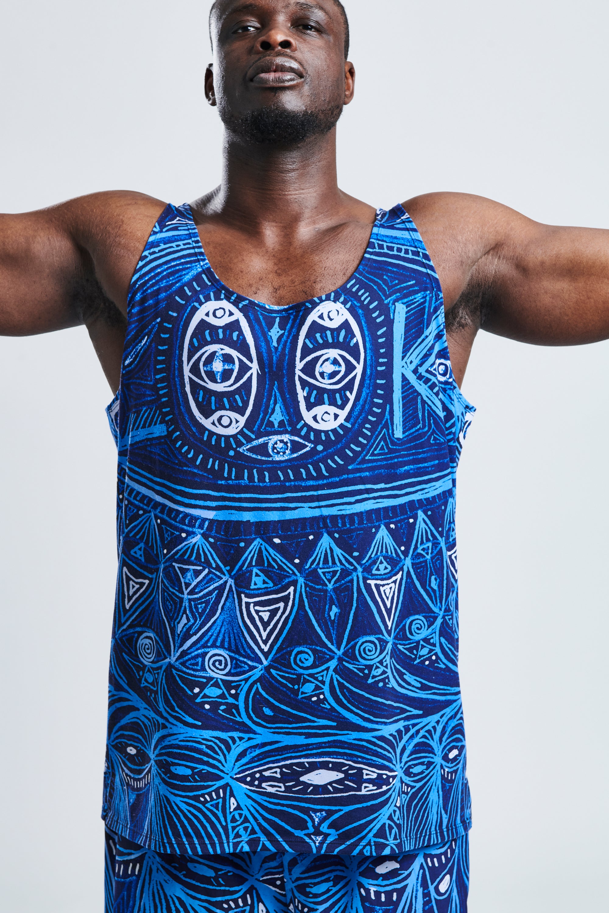LOOK Omgekeerde blauwe unisex tanktop