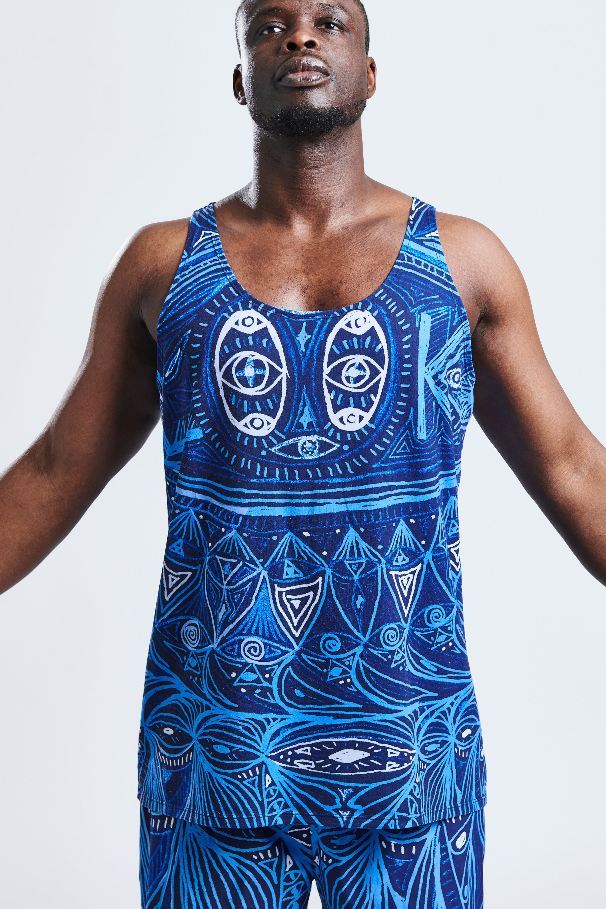 LOOK Omgekeerde blauwe unisex tanktop