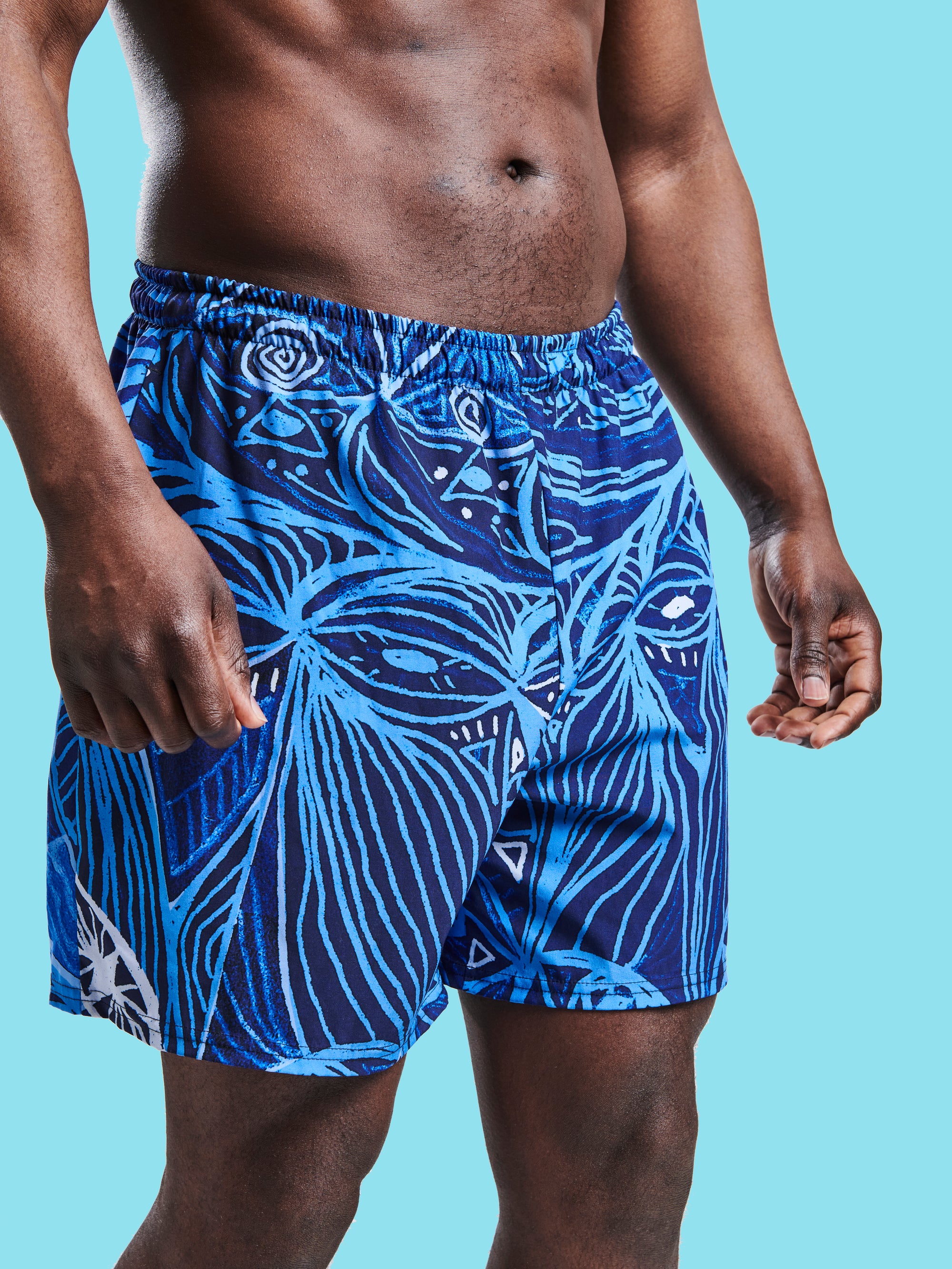 LOOK Inverted Blue Recycled Unisex Swim Shorts - Love & Other Necessities