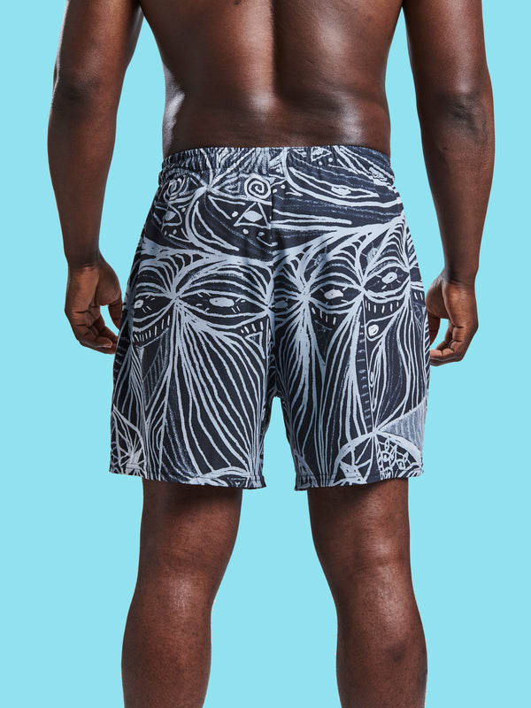 LOOK Inverted Grey Recycled Unisex Swim Shorts - Love & Other Necessities