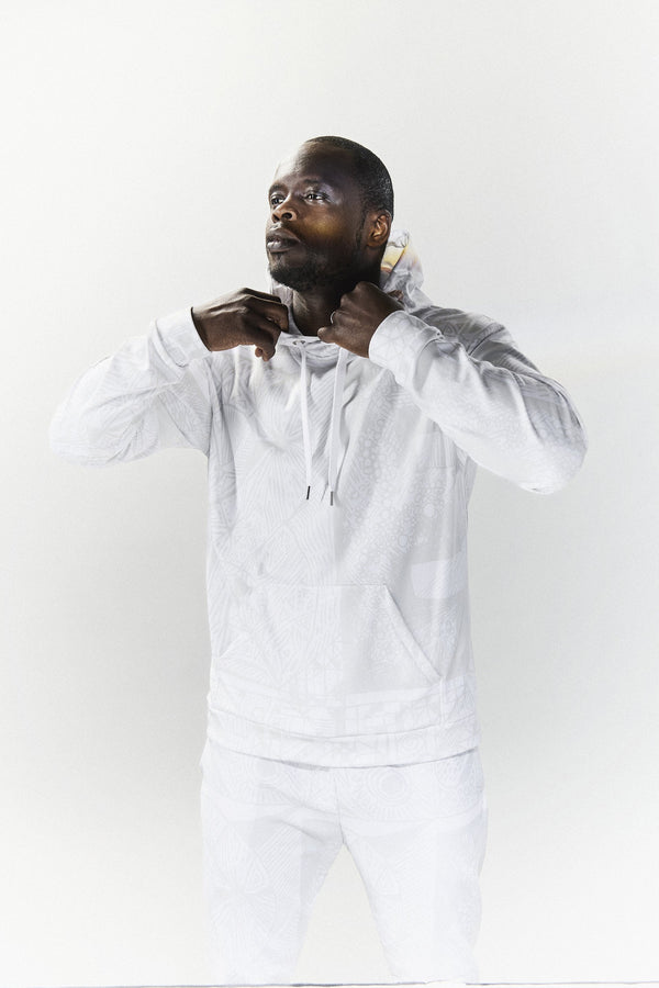 BE White on White Hoodie