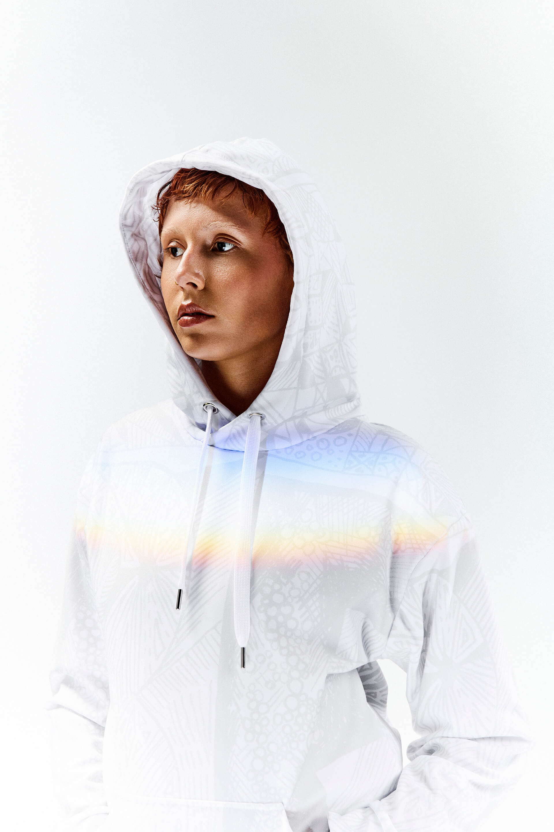 BE White on White Hoodie