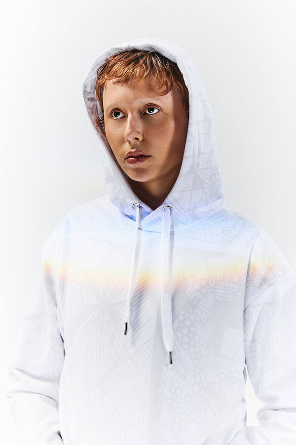 BE White on White Hoodie
