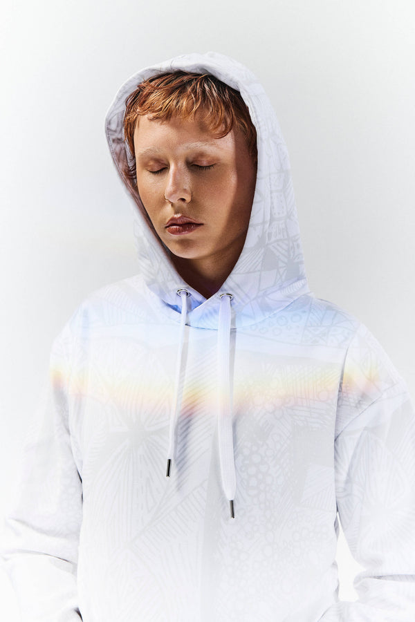 BE White on White Hoodie