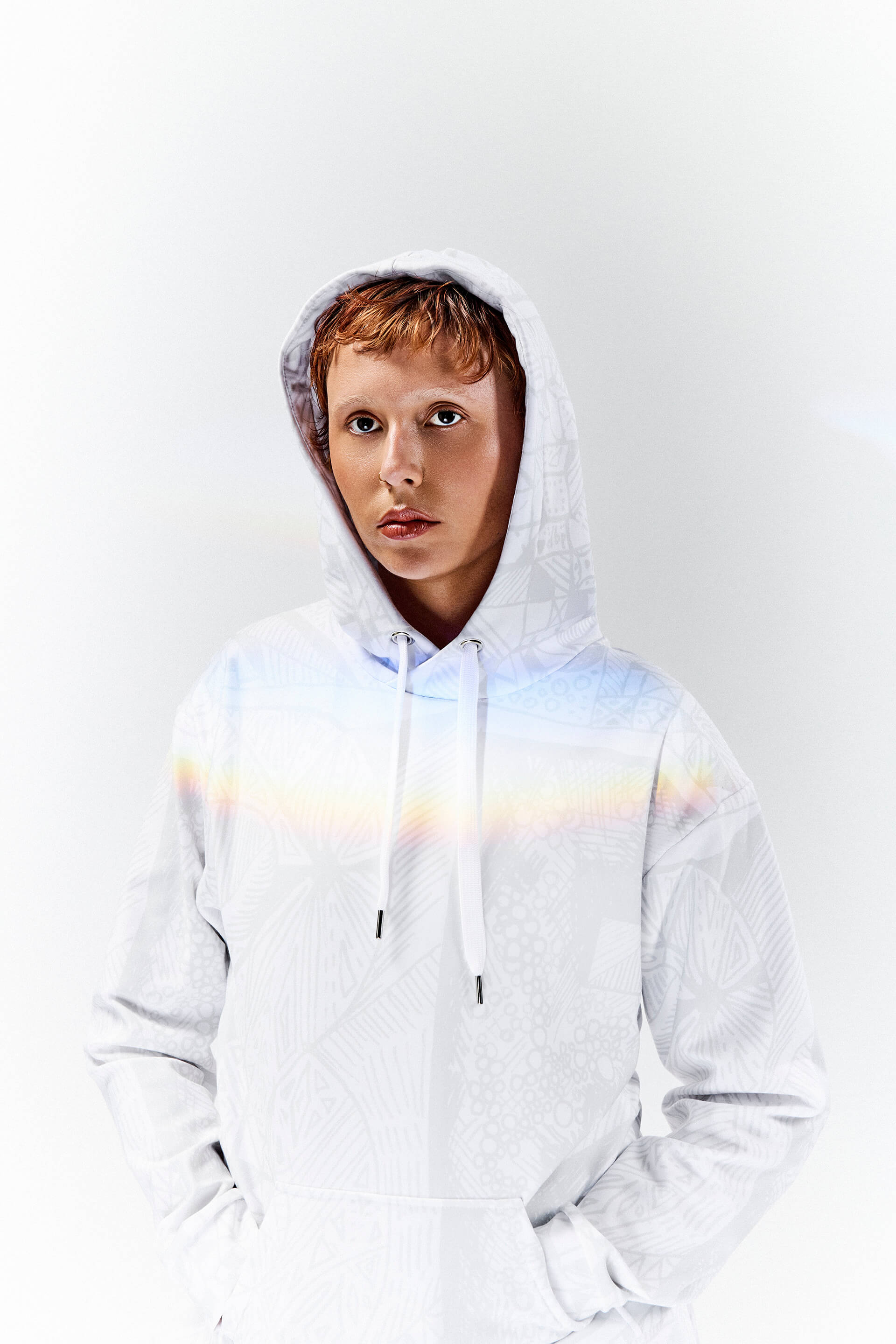 BE White on White Hoodie