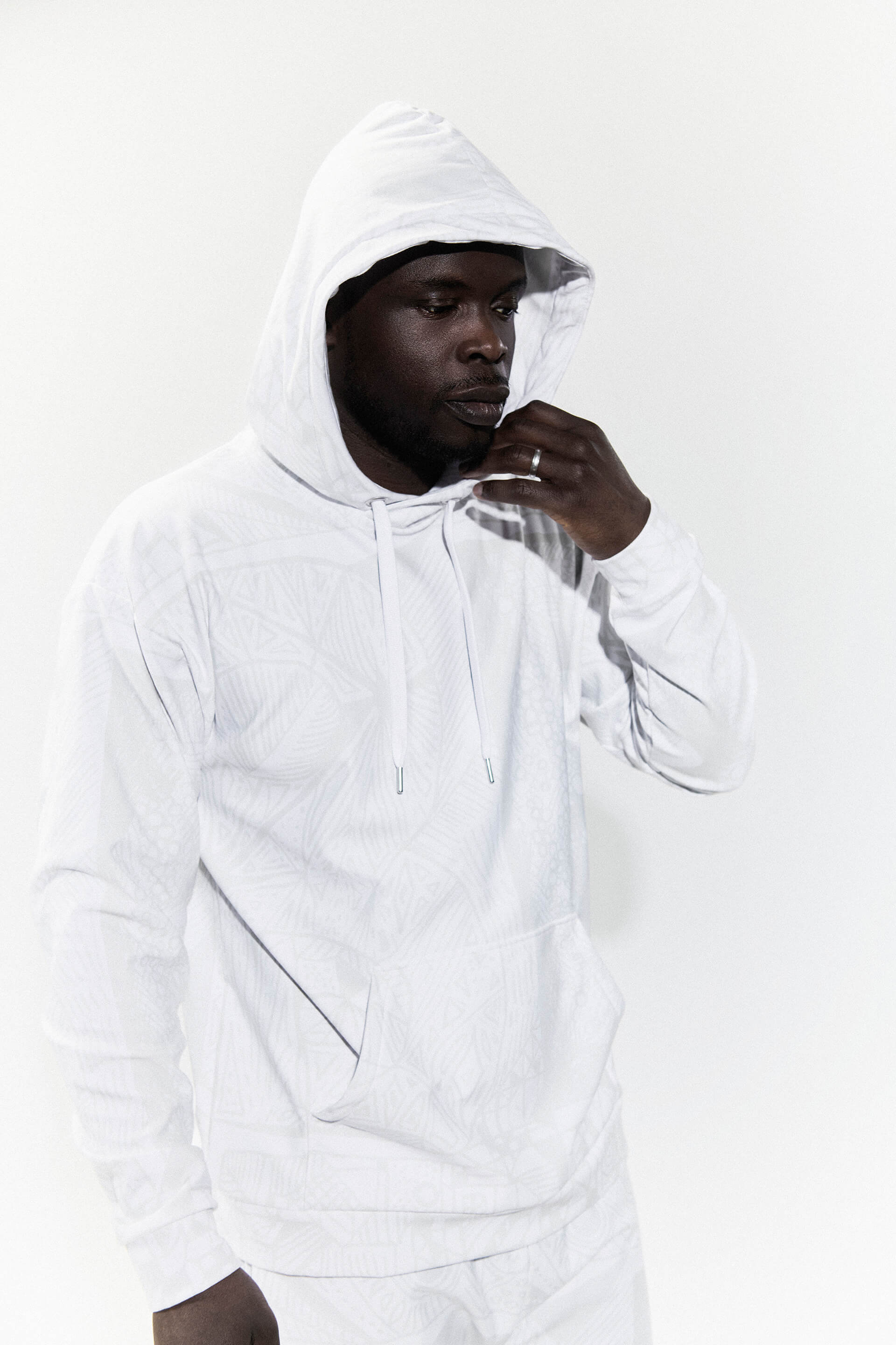 BE White on White Hoodie