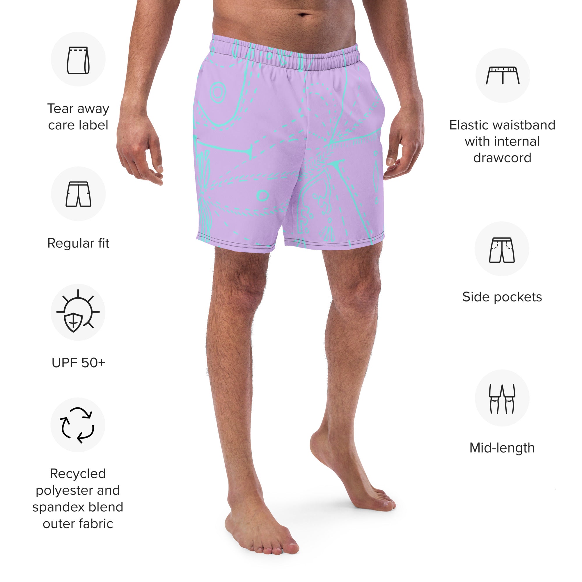 LOVE Lilac - Recycled Swim Shorts (Unisex)