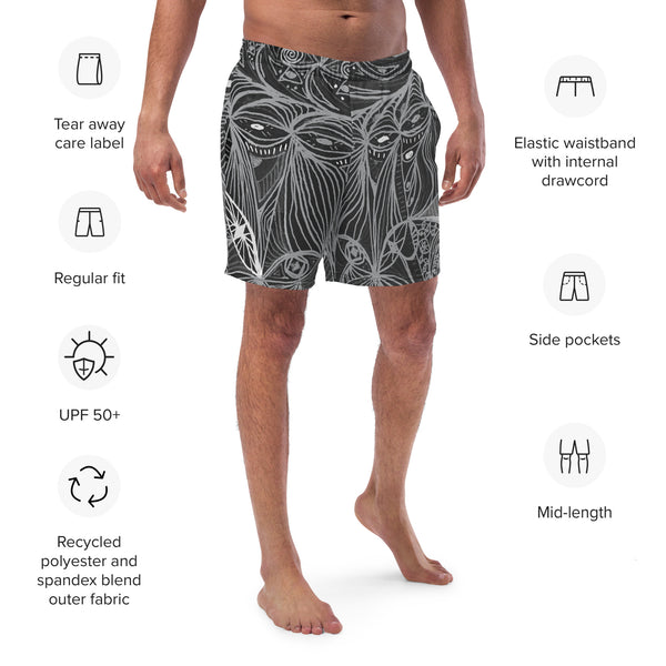 LOOK Inverted Grey Recycled Unisex Swim Shorts - Love & Other Necessities