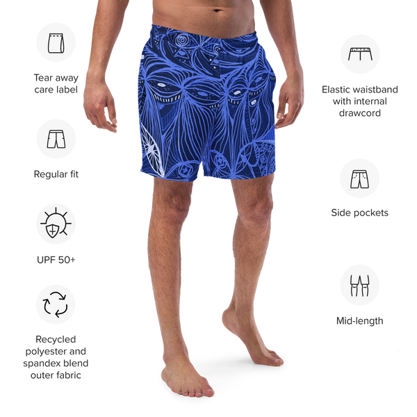 LOOK Inverted Blue Recycled Unisex Swim Shorts - Love & Other Necessities