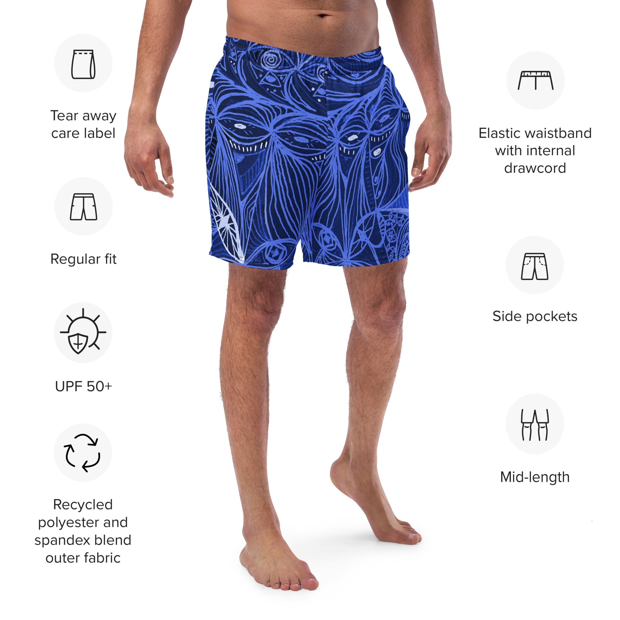 LOOK Inverted Blue - Recycled Swim Shorts (Unisex)