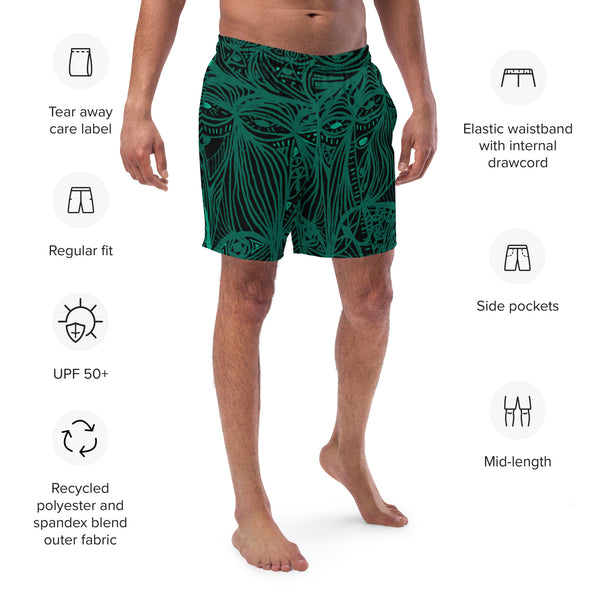 LOOK Alien Green Recycled Unisex Swim Shorts - Love & Other Necessities