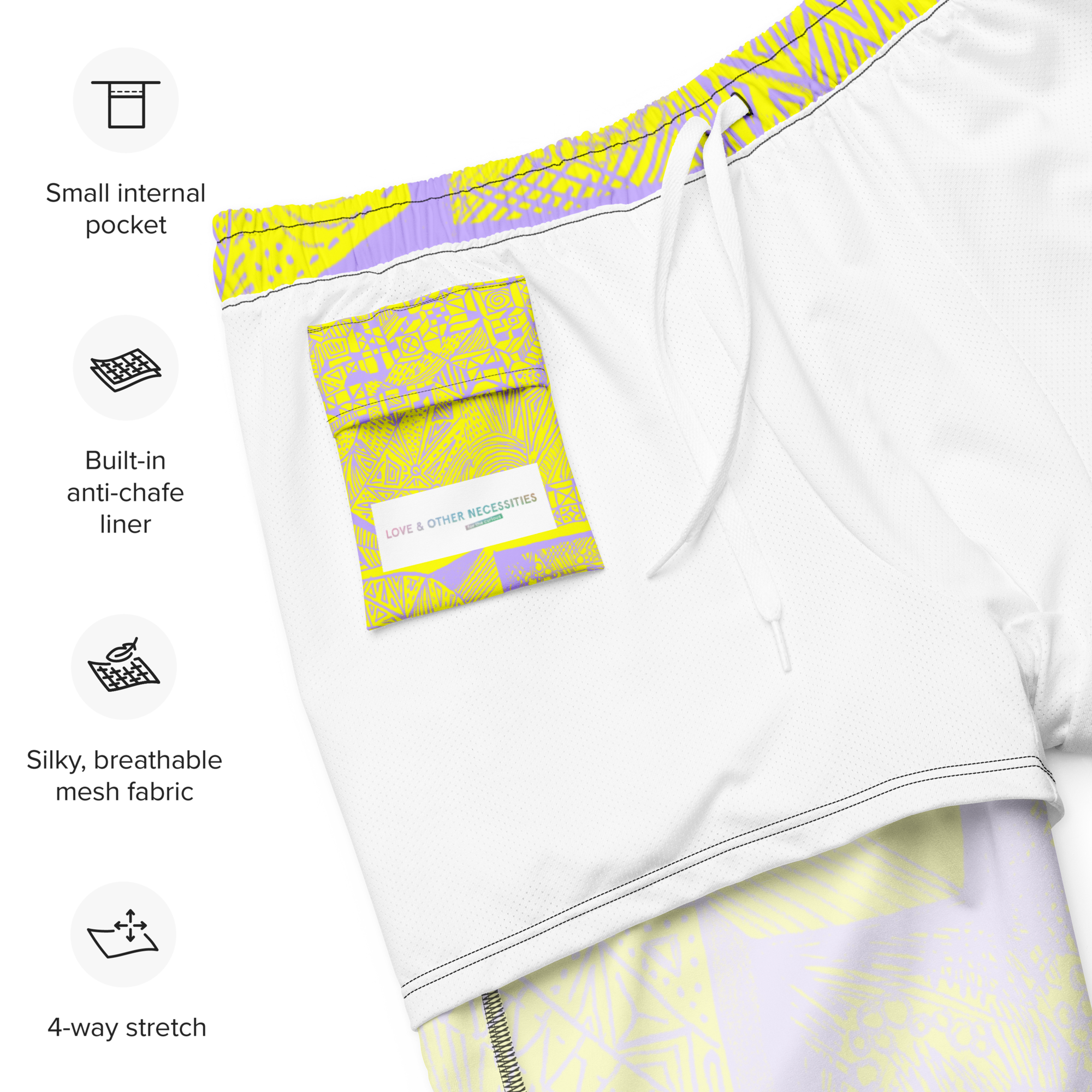 BE Illuminated Yellow - Recycled Swim Shorts (Unisex) - Love & Other Necessities