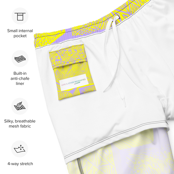 BE Illuminated Yellow - Recycled Swim Shorts (Unisex) - Love & Other Necessities